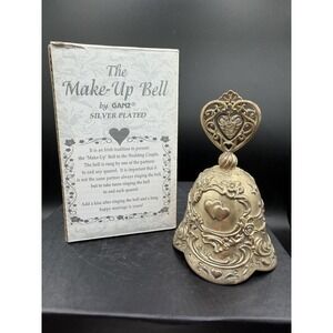 🔔💄 Ganz Silver Plated "The Make-Up Bell" 💄🔔 Vanity Collectible Beauty Desk